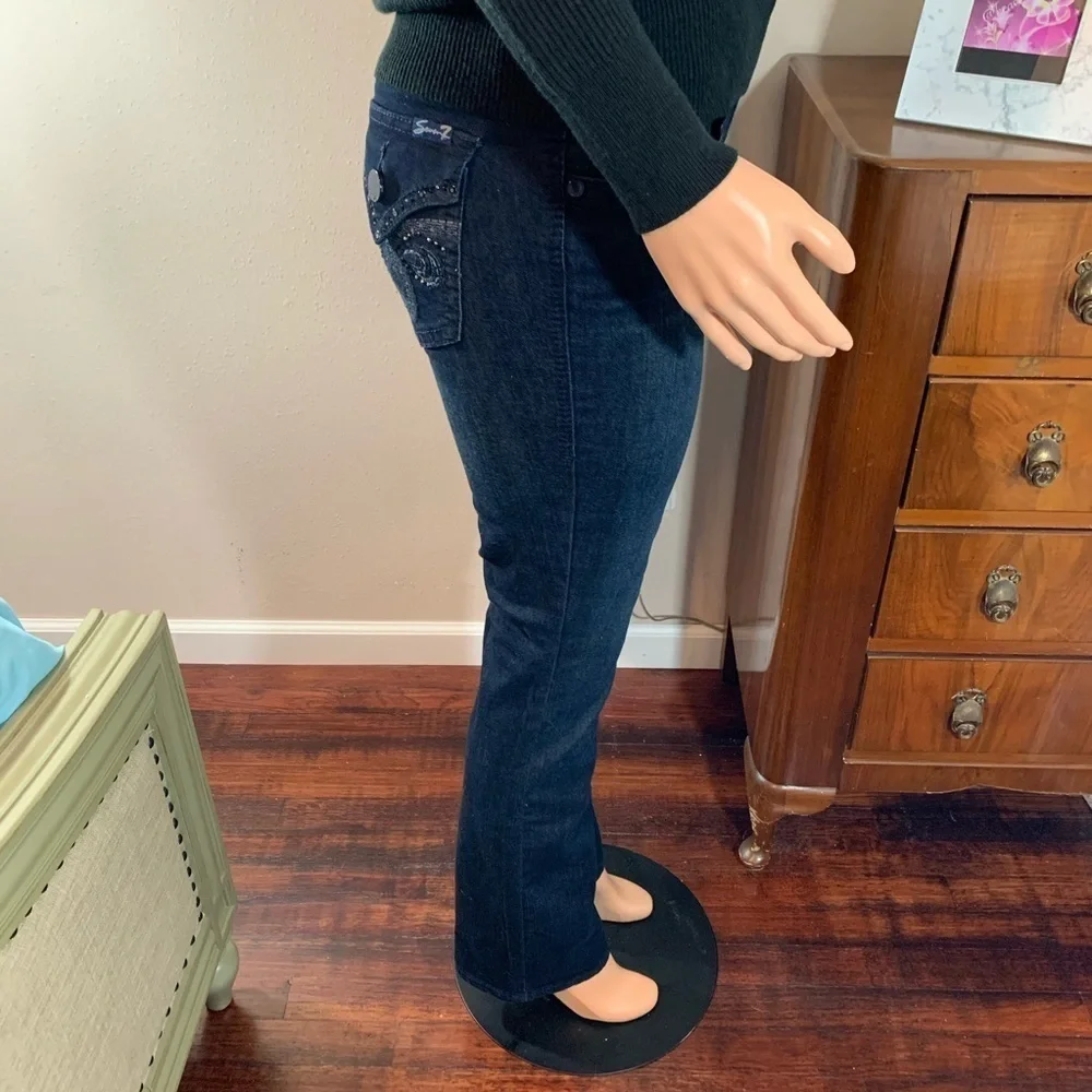 Seven7 Slim Boot Cut Dark Blue Size 6 Denim Jeans - Picture 8 of 16